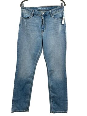 Old Navy Women's Light Wash Blue High Rise Straight Jeans 12 Short
